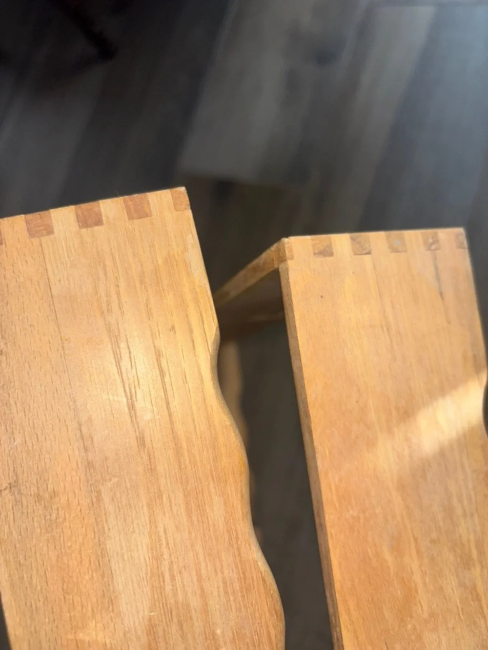 Vintage Natural Wood Diamond Wall Shelf - Scalloped Edges